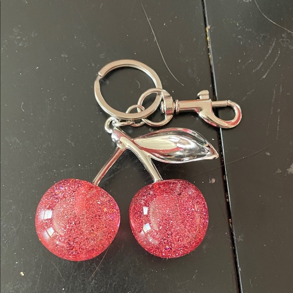 Accessories - Sparkling Cherry Keychain - Pink/Silver hardware